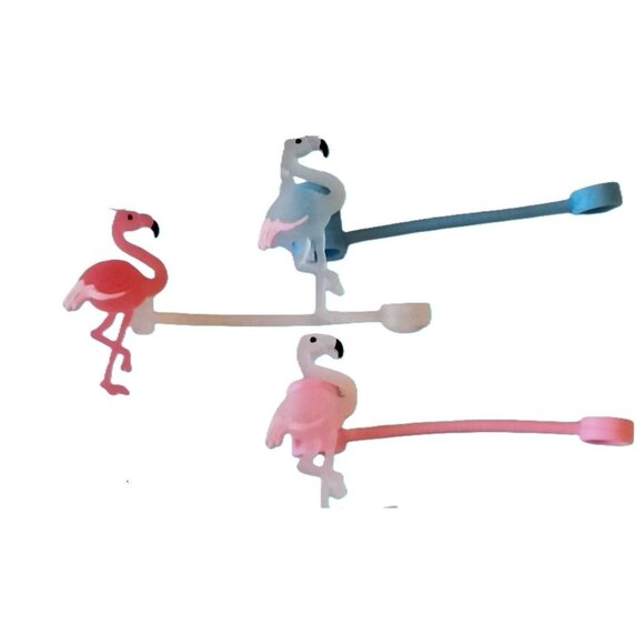 Other - Straw Caps Flamingo Silicone Charms Lot 3